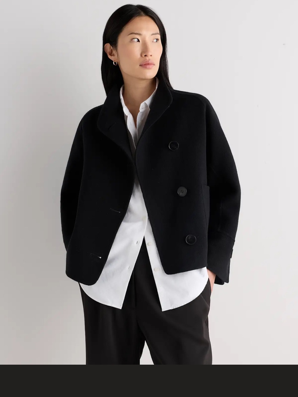 Quince Double-faced Merino Wool Funnel Neck Jacket